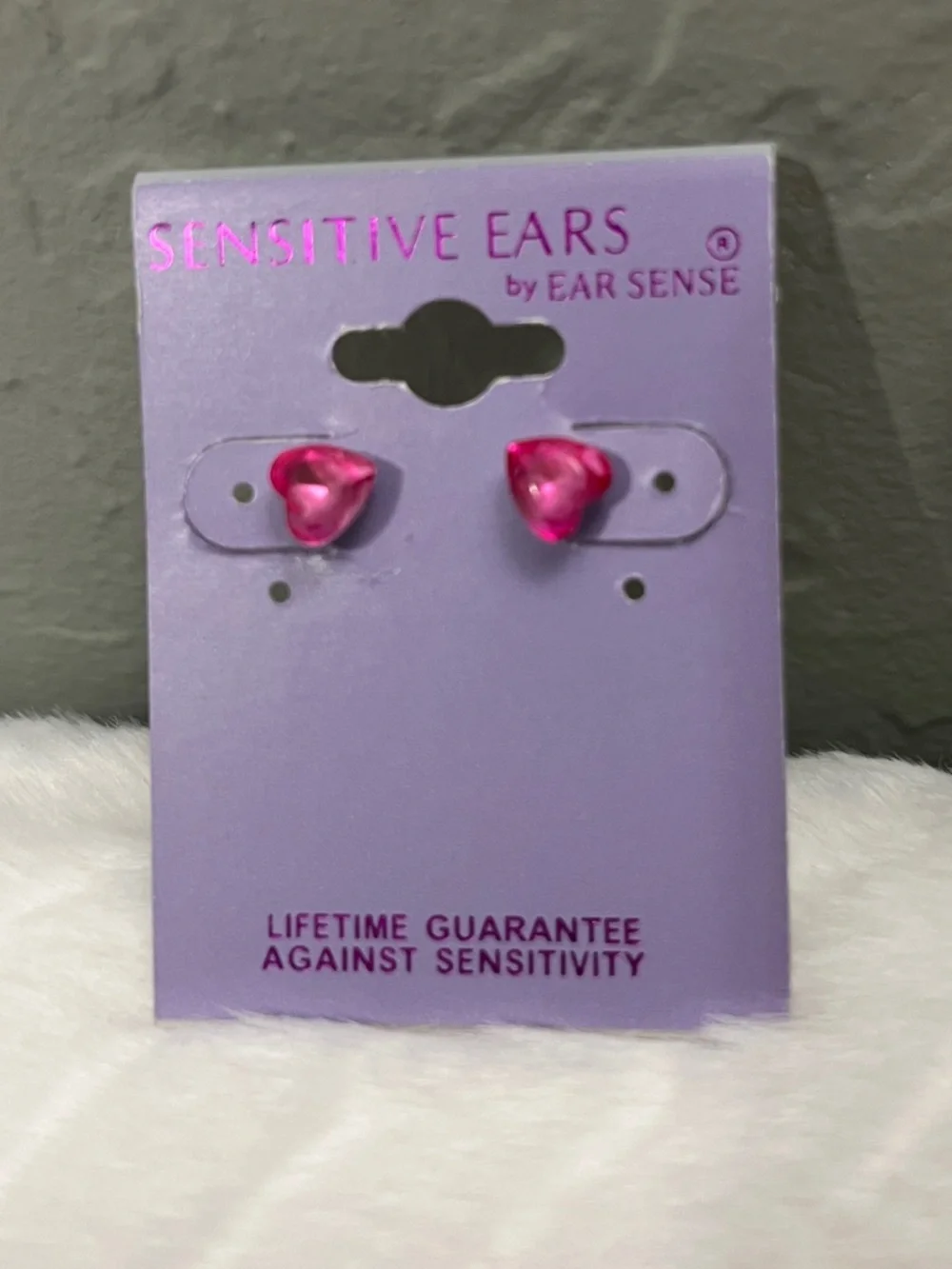 Pink‎ Crystal Heart Stud Earrings by Ear Sense sensitive ears studs